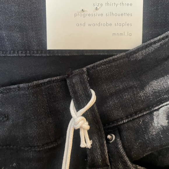 MNML Distressed Men’s (Size33) Black Streetwear, Graphic Stretch Denim Jeans - Picture 13 of 14